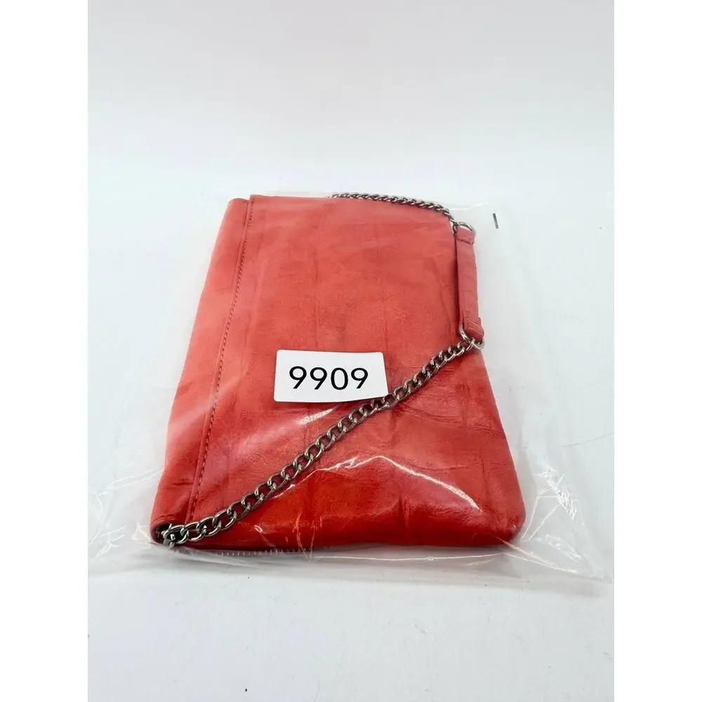 Nine West Coral Faux Croc Envelope Clutch Purse Chain Strap Evening Bag